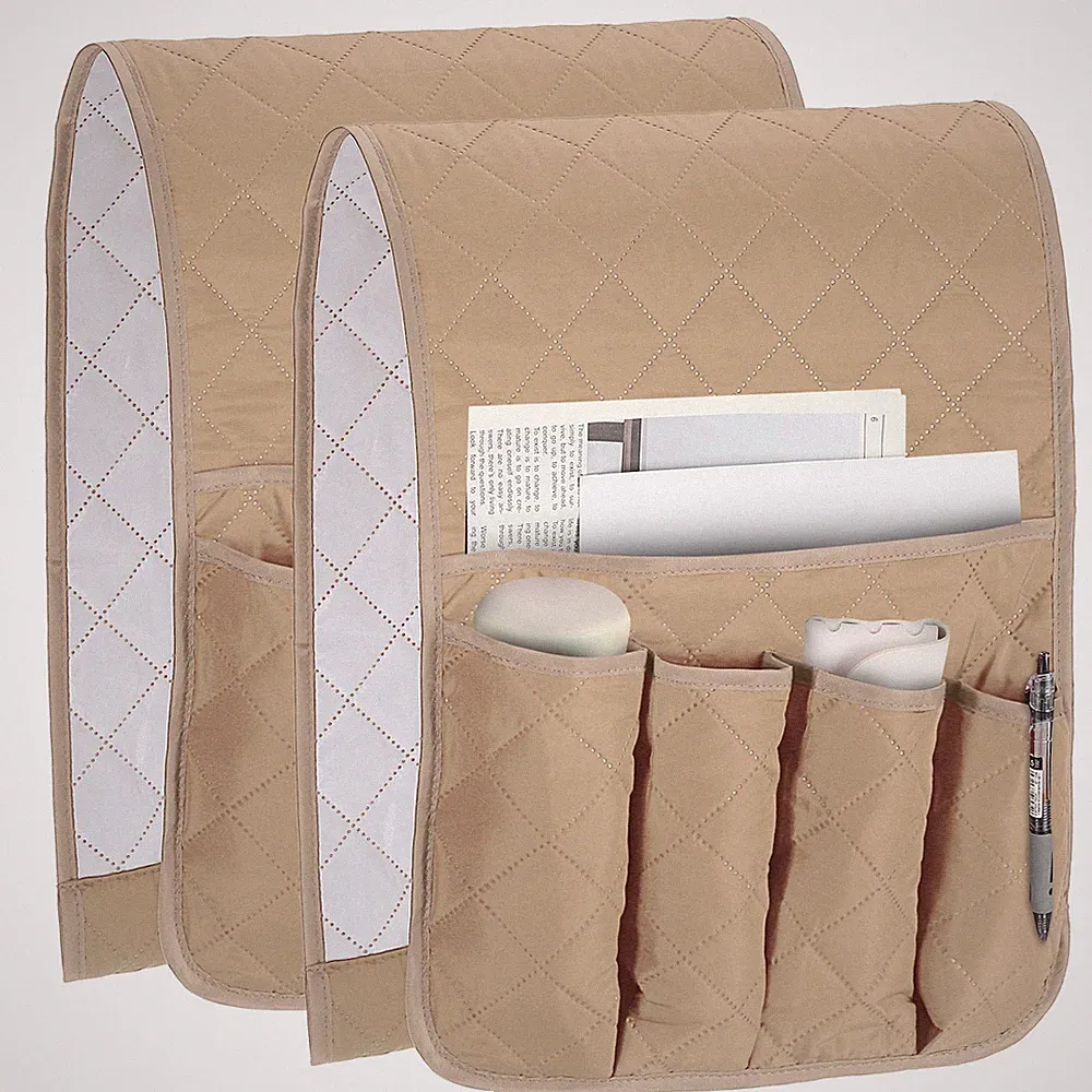 2Pcs Recliner Armchair Caddy Couch Armrest Organizer Beige 35"x13"