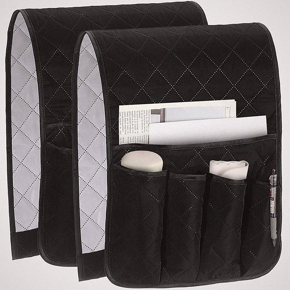 2Pcs Recliner Armchair Caddy Couch Armrest Organizer Black 35"x13"