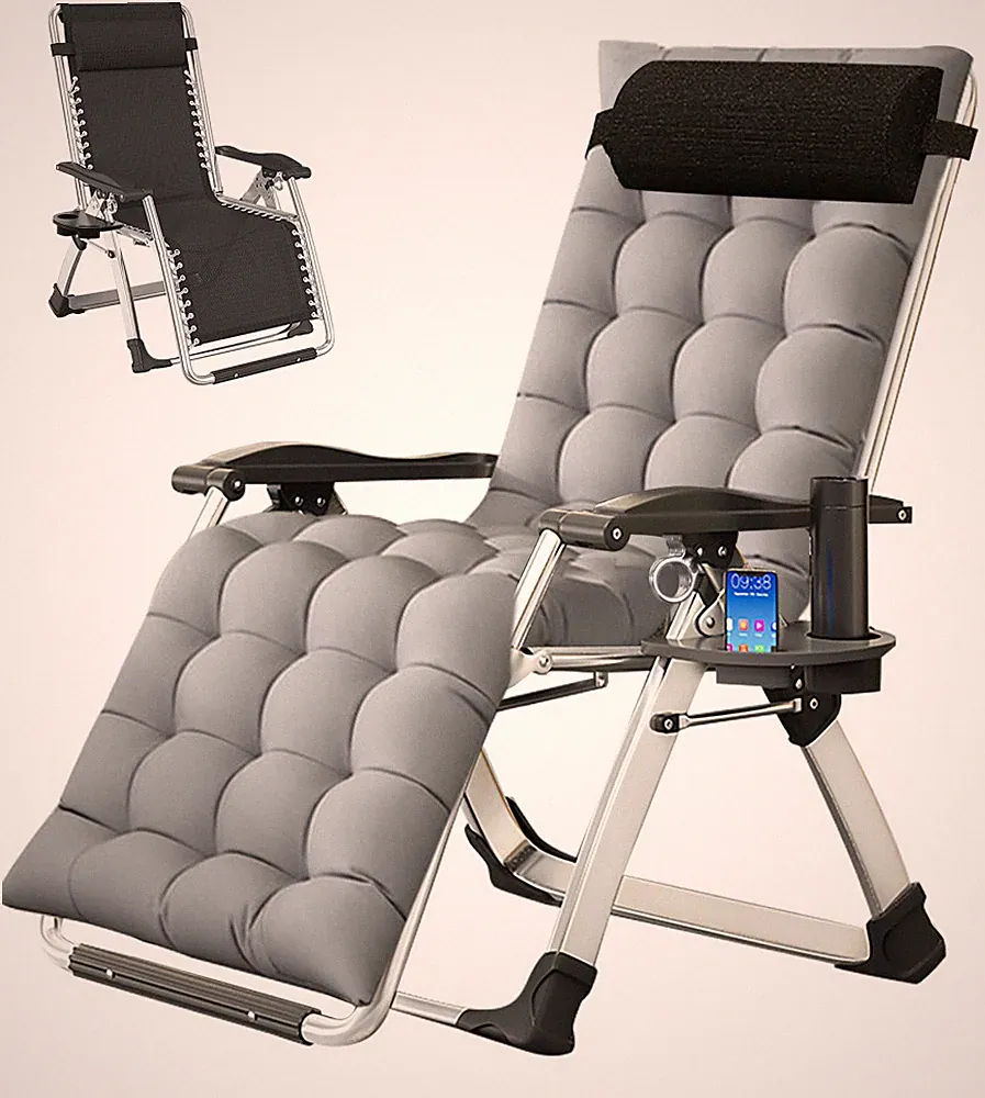 H&ZT Zero Gravity Folding Chair Oversized Recliner Padded Folding Recliner & Mat