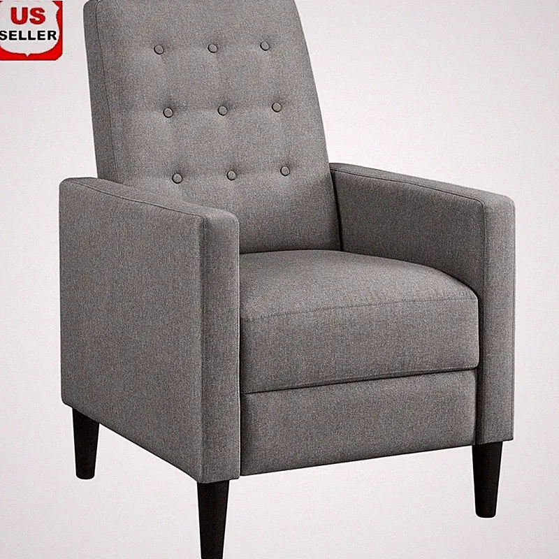 Modern Tufted Fabric Adjustable Push Back Recliner Chair with Pocket Spring Gray