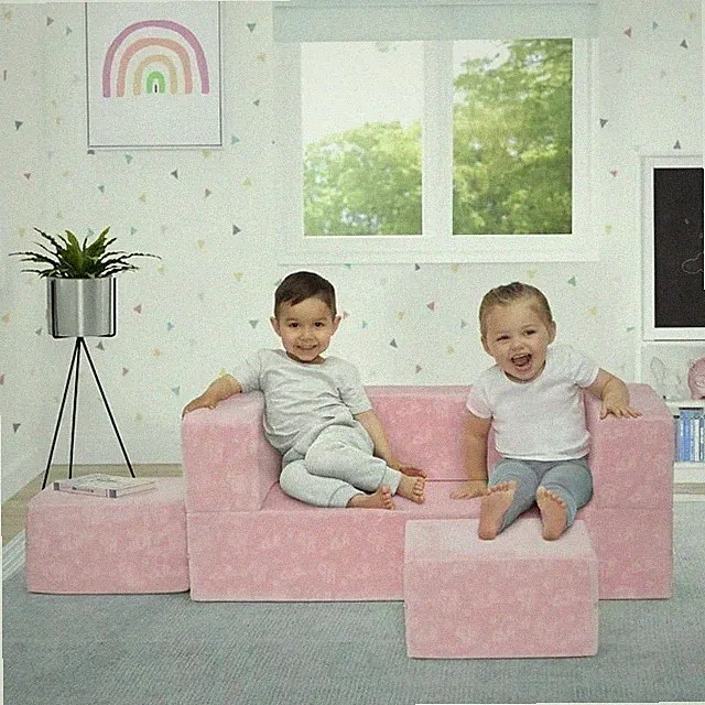Play Set Modular Foam Couch Sleeper Convertible Sofa Flip Out Lounger 2 Ottomans