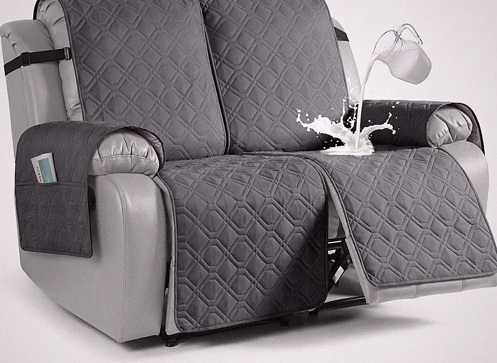 Waterproof Oversized Loveseat Recliner Cover - Non-Slip Pet Protector, Dark Gray